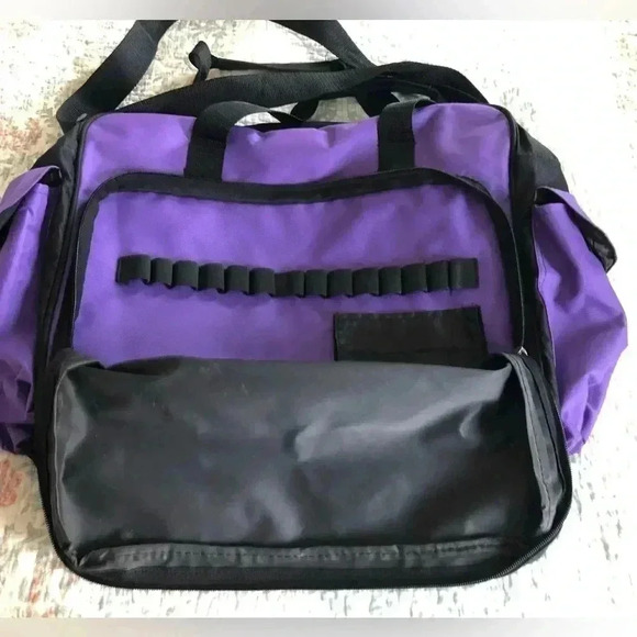 Laptop Messenger Bag in purple & black.Fits 13-17” Laptop. Multiple compartments - Picture 3 of 8